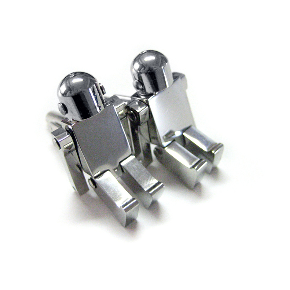Silver Chrome Robot Cufflinks